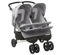VIDAXL - Passeggino Gemellare Grigio Chiaro In Acciaio - SPEDIZIONE GRATUITA