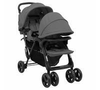 vidaXL Passeggino Gemellare a Tandem Grigio Scuro in Acciaio