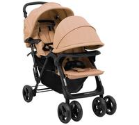 VIDAXL - Passeggino Gemellare A Tandem Tortora In Acciaio