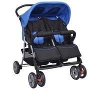 AX Passeggino Doppio Ruote Cestino 3Pos Blu Nero Tettuccio Shopping Nuovo 10109