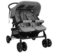 vidaXL Passeggino gemellare Grigio chiaro Acciaio – Spedizione gratuita