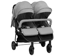 vidaXL Passeggino Gemellare Grigio Chiaro e Nero in Acciaio