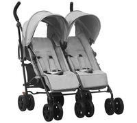 VIDAXL - Passeggino Gemellare Grigio Chiaro In Acciaio