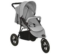 vidaXL Passeggino Gemellare Grigio Chiaro in Acciaio
