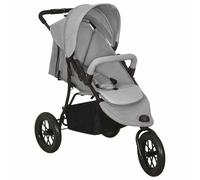 vidaXL Passeggino Gemellare Grigio Chiaro in Acciaio