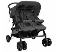 vidaXL Passeggino Gemellare Grigio Scuro in Acciaio