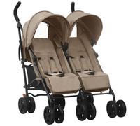 VIDAXL - Passeggino Gemellare Grigio Talpa In Acciaio