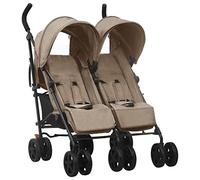 vidaXL Passeggino Gemellare Grigio Talpa in Acciaio