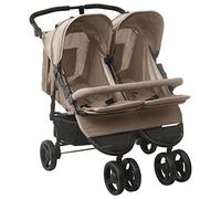vidaXL Passeggino Gemellare Grigio Talpa in Acciaio