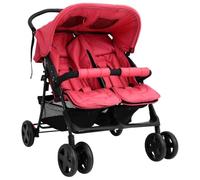 vidaXL Passeggino Gemellare Rosso in Acciaio