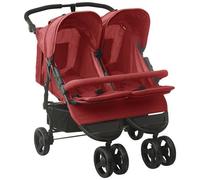 VIDAXL - Passeggino Gemellare Rosso In Acciaio