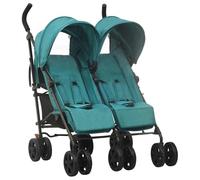 AX Passeggino Gemellare Verde Ruote Cestino 76.5x79x105cm Pieghevole 4Pos 10240