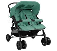 vidaXL Passeggino gemellare Verde in acciaio