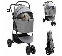 vidaXL Passeggino pieghevole per animali Grigio 78 x 54 x 101 cm