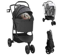 vidaXL Passeggino pieghevole per animali Nero 78 x 54 x 101 cm