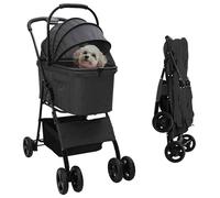 vidaXL Passeggino pieghevole per animali Nero 81 x 47 x 99 cm