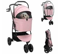 vidaXL Passeggino pieghevole per animali Rosa 78 x 54 x 101 cm