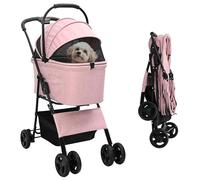 vidaXL Passeggino pieghevole per animali Rosa 81 x 47 x 99 cm
