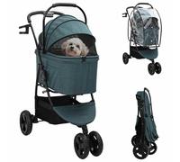 vidaXL Passeggino pieghevole per animali Verde 78 x 54 x 101 cm