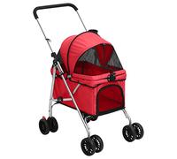 vidaXL Passeggino pieghevole per cani e cuccioli, portatile, con ruote, tessuto Oxford 76 x 50 x 100 cm, rosso