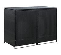 vidaXL Pattumiera a doppio impenno, in polyrattan, colore: nero