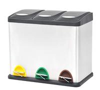 vidaXL Pattumiera a Pedale per Riciclo in Acciaio Inossidabile 24 L Secchio