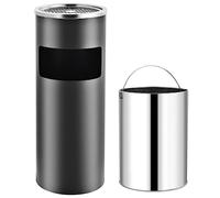 vidaXL Pattumiera con posacenere 30 L Lavabile Inserti rimovibili Acciaio inox Grigia