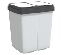 vidaXL Cestino Doppio Bianco 2x25 L, cestino da cucina, bidone, bidone doppio, cestino doppio da cucina, bidone da cucina, cestino per rifiuti
