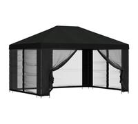 vidaXL Gazebo con pareti laterali 4 × 3 m Nero Poliestere e Acciaio