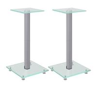 vidaXL Pedane Casse 2pz Argento Vetro Temperato Design a 1 Pilastro
