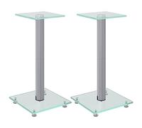 vidaXL Pedane Casse 2pz Argento Vetro Temperato Design a 1 Pilastro