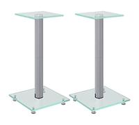 vidaXL Pedane Casse 2pz Argento Vetro Temperato Design a 1 Pilastro