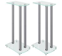 vidaXL Pedane Casse 2pz Argento Vetro Temperato Design a 3 Pilastri