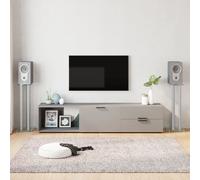 vidaXL Pedane Casse 2pz Argento Vetro Temperato Design a 3 Pilastri