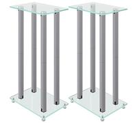 vidaXL Pedane Casse 2pz Argento Vetro Temperato Design a 4 Pilastri