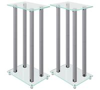vidaXL Pedane Casse 2pz Argento Vetro Temperato Design a 4 Pilastri