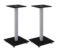 vidaXL Pedane Casse 2pz Nero Argento Vetro Temperato Design 1 Pilastro