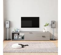 VIDAXL - Pedane Casse 2pz Nero Argento Vetro Temperato Design 2 Pilastri - SPEDIZIONE GRATUITA