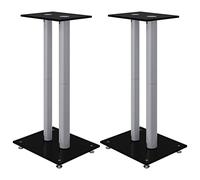 VIDAXL - Pedane Casse 2pz Nero Argento Vetro Temperato Design 2 Pilastri - SPEDIZIONE GRATUITA