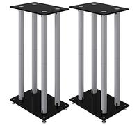 vidaXL Pedane Casse 2pz Nero Argento Vetro Temperato Design 4 Pilastri