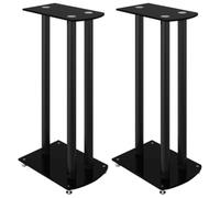 vidaXL Pedane per Casse 2pz Nero Vetro Temperato Design a 3 Pilastri