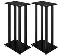 vidaXL Pedane per Casse 2pz Nero Vetro Temperato Design a 4 Pilastri