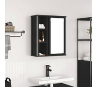 vidaXL Pensile da Bagno con Specchio Rovere Nero 50x21x60 cm