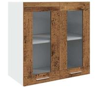 vidaXL Pensile da Cucina con Anta in Vetro Legno Antico 60x31x60 cm, armadietto pensile Cucina, pensile per Parete Cucina, pensile Cucina a Parete