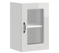 vidaXL Pensile da Cucina con Porta in Vetro Kalmar Bianco Lucido