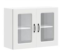 vidaXL Pensile da Cucina con Porta in Vetro Kalmar Bianco Truciolato