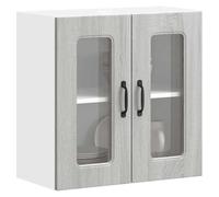 vidaXL Pensile da Cucina con Porta in Vetro Kalmar Grigio Sonoma