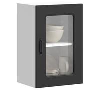 vidaXL Pensile da Cucina con Porta in Vetro Kalmar Nero Truciolato