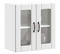 vidaXL Pensile da Cucina con Porta in Vetro Lucca Bianco Truciolato