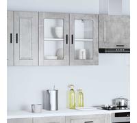 vidaXL Pensile da Cucina con Porta in Vetro Porto Grigio Cemento